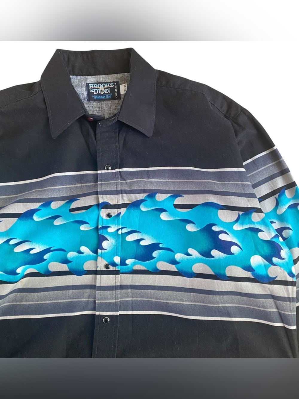 Brooks and Dunn Panhandle Slim VTG Pearl Snap Western Shirt AOP Flame Mens XL